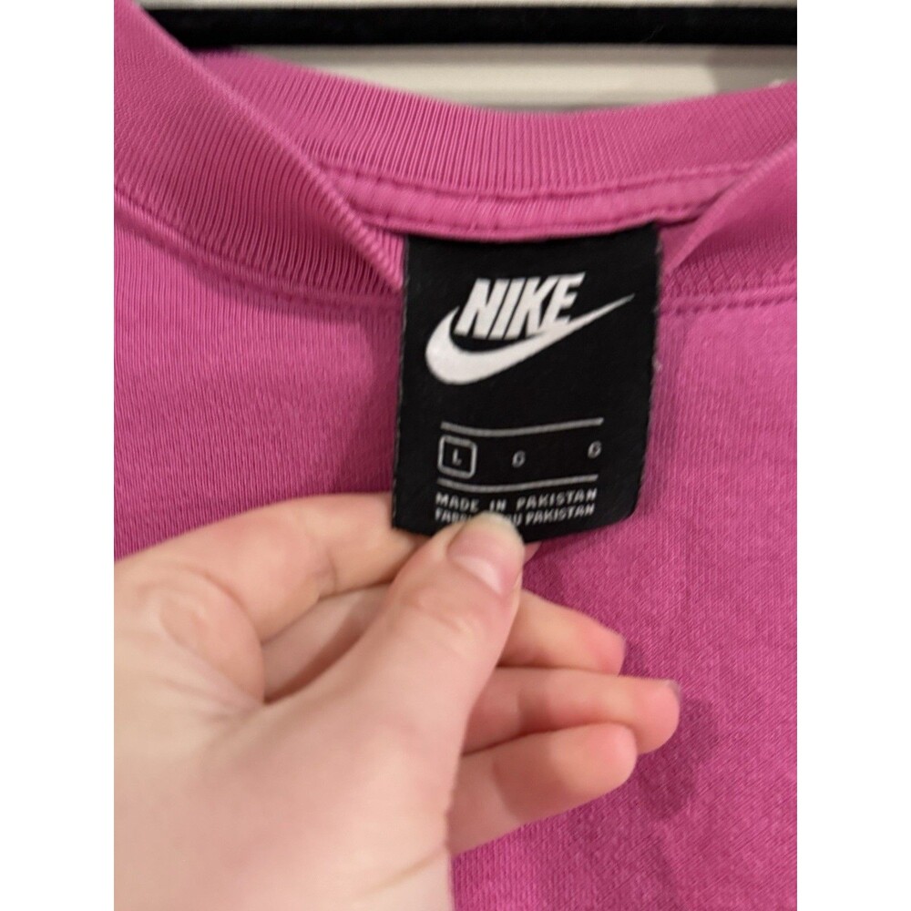 Nike Sportswear Pink Crewneck Fleece Logo Oversized Sweatshirt Women’s L - Picture 2 of 3